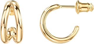 PAVOI 14K Gold Plated Split Huggie Hoop Earrings for Women, Hoop Earrings