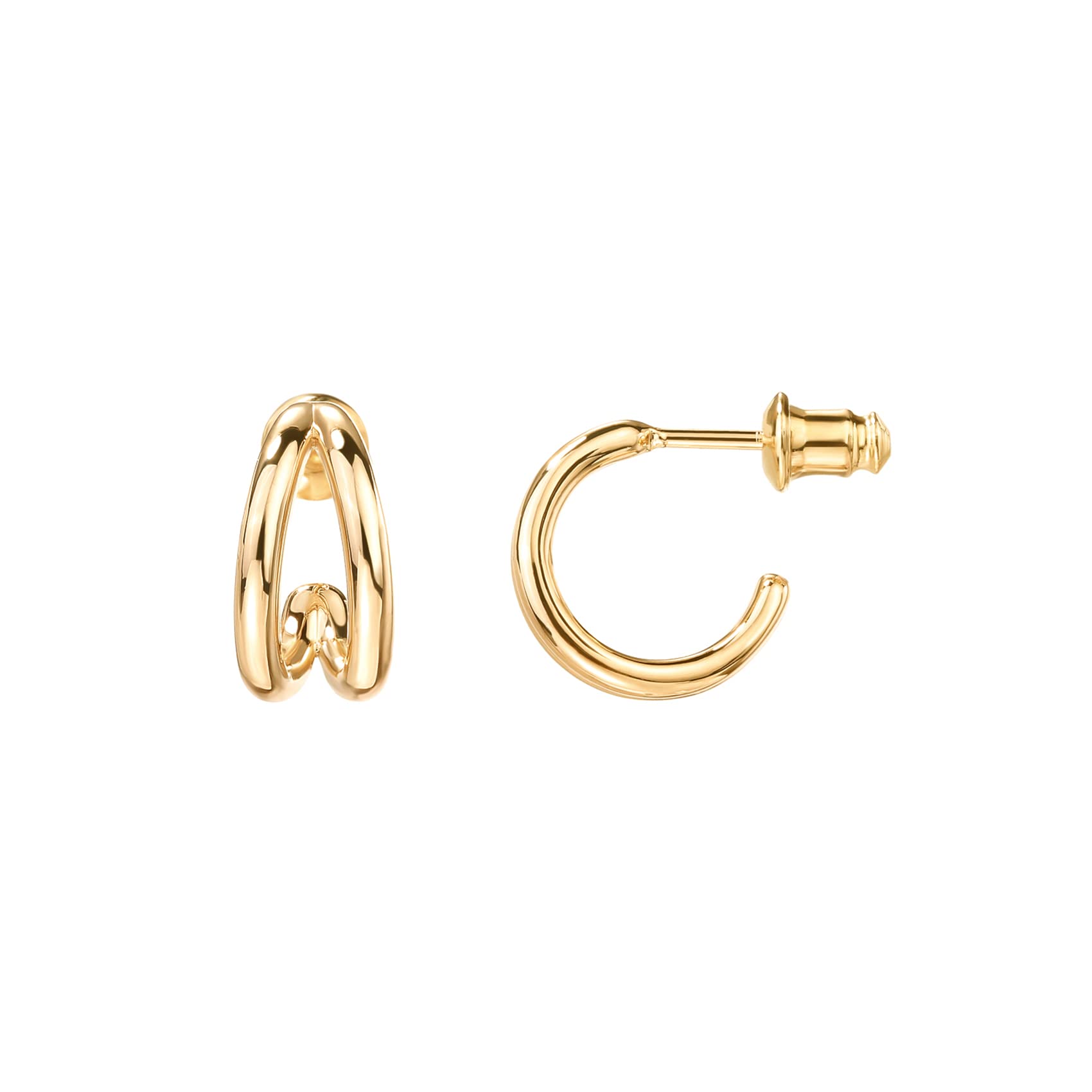 PAVOI 14K Gold Plated Split Huggie Hoop Earrings for Women, Hoop Earrings