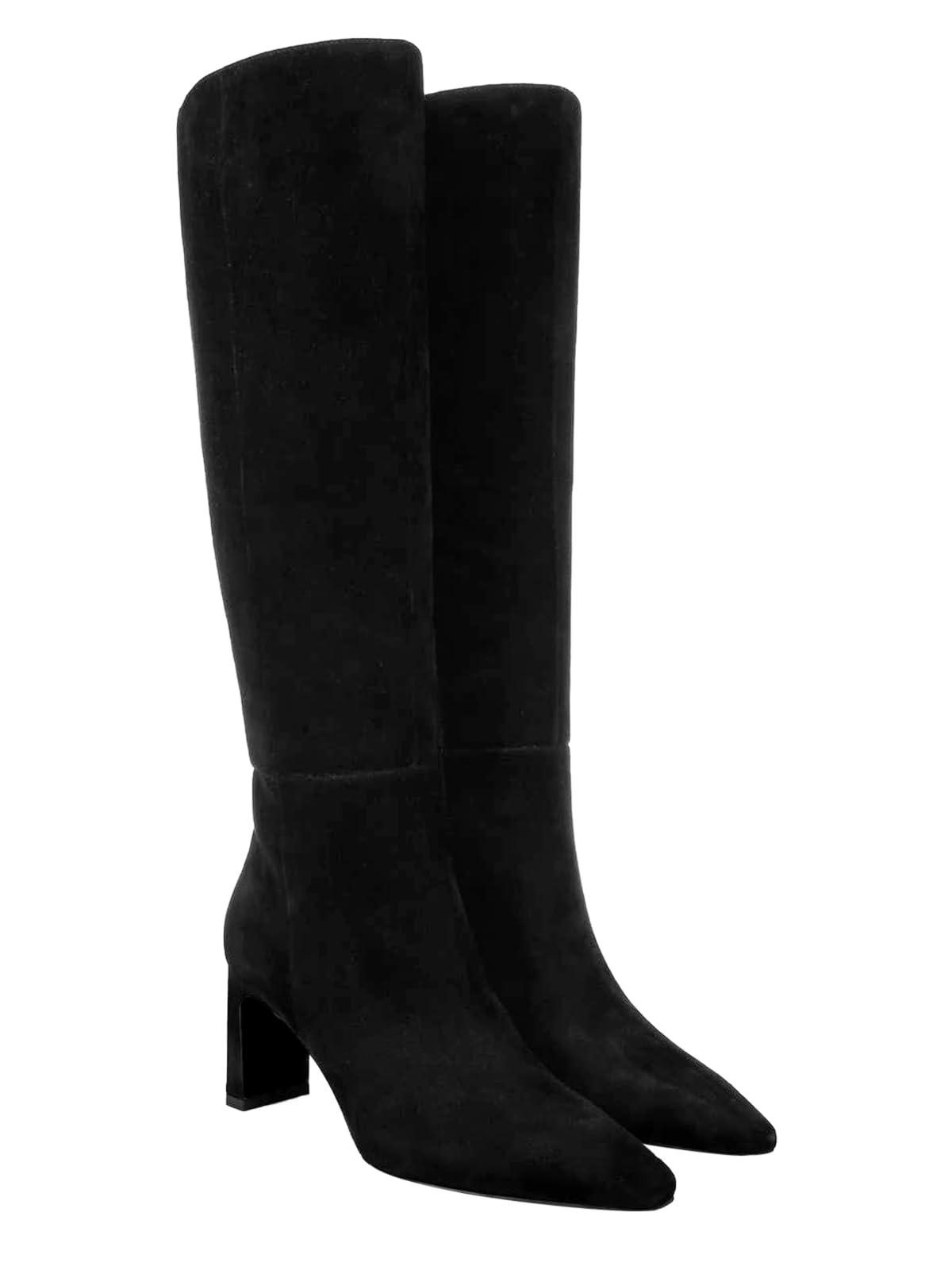 Coutgo Womens Wide Calf Closed Toe Chunky Heel High Boots Side Zipper Autumn Dre