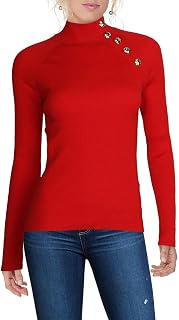Anne Klein Womens Ribbed Pullover Sweater, Red, Large