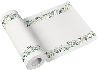 Paw - Airlaid Paper Table Runner (40 x 2400 cm) I Pre-Cut Every 120 cm I Table Decoration I Modern Table Runner I Fabric Effect I Colour: Elegant Leaves