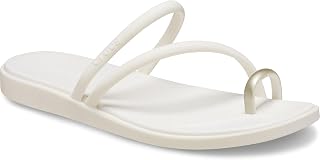Crocs Women's Miami Toe Loop Sandals | Square Toe Flat | Flexible Straps | Croslite Foam Footbed