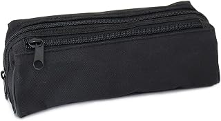 Fashion Stationery Black Pencil Case, Large, 2 Compartments