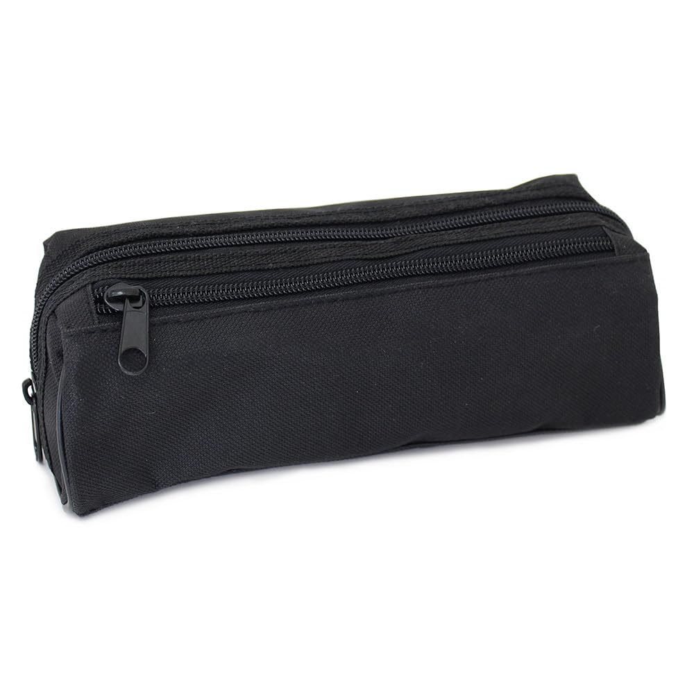 Fashion Stationery Black Pencil Case, Large, 2 Compartments