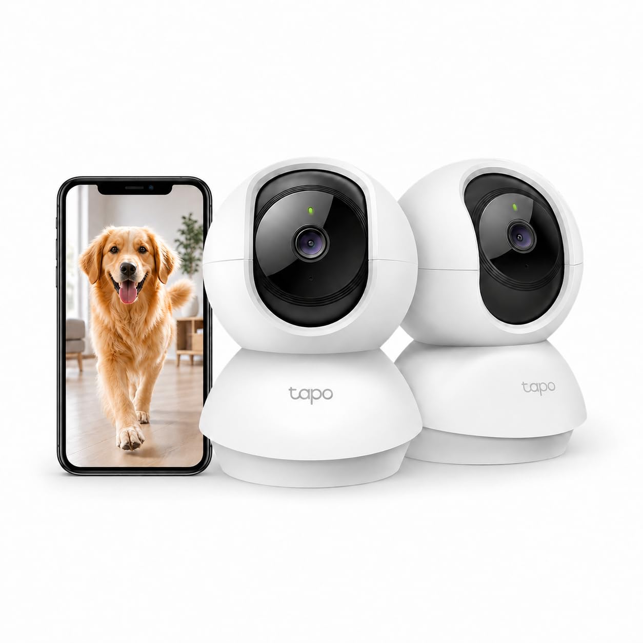 Tapo 2K Pan/Tilt Indoor Pet Camera, 360° Track, C210P2, 2-Pack | Baby & Pet Came