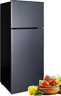 8.5 Cu.Ft Apartment Size Refrigerator with Freezer Small Rv Refrigerator | Double Door Large Capacity 7 Adjustable Thermostat for Apartment, Kitchen, Dorm, Office, Blue