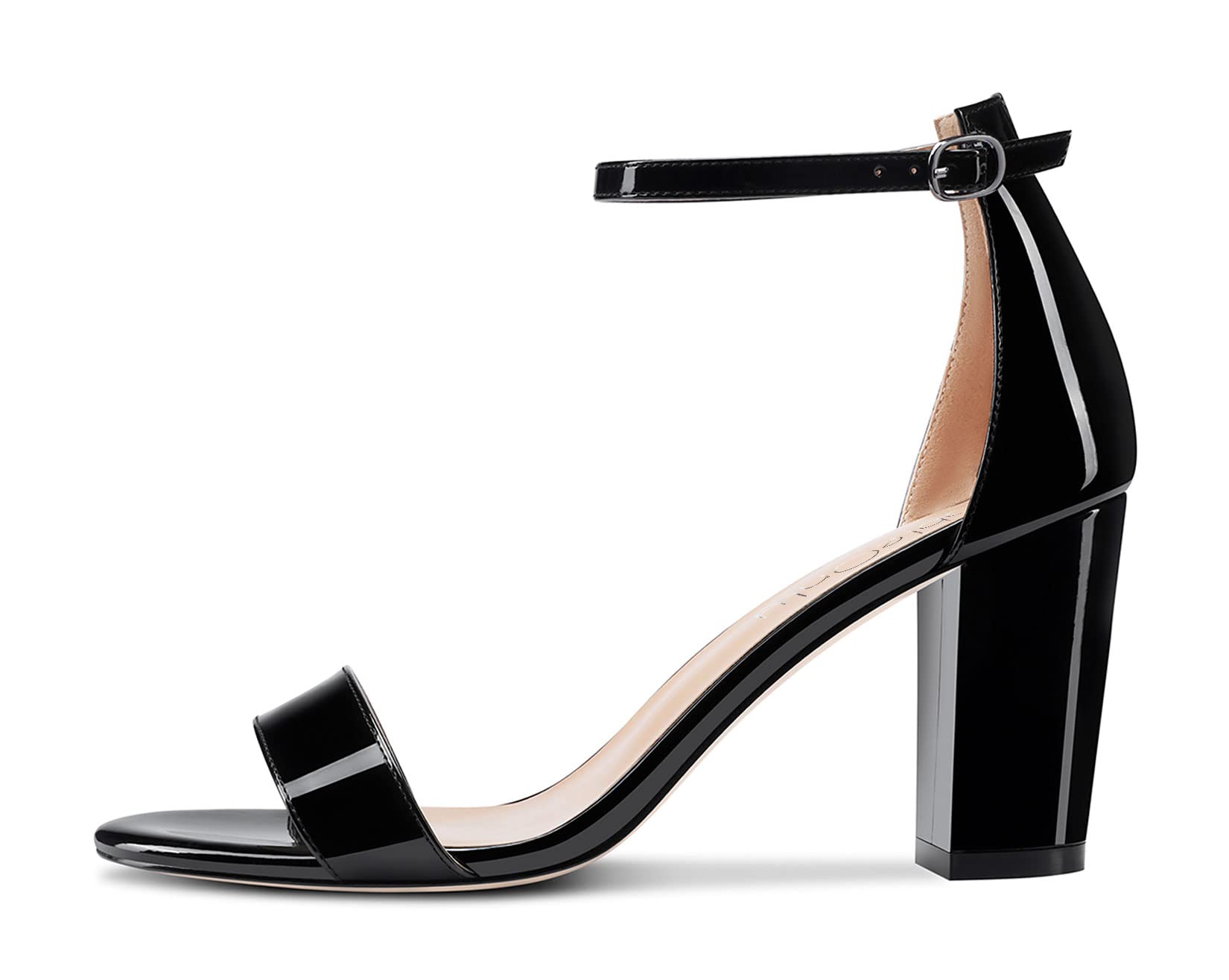 NobleOnly Women's Chunky Wide High Heel Open Toe Sandals Strap Ankle Cute Weddin