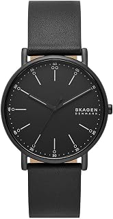 Skagen Signatur Watch for Men, Quartz Three Hand Movement with Leather Strap