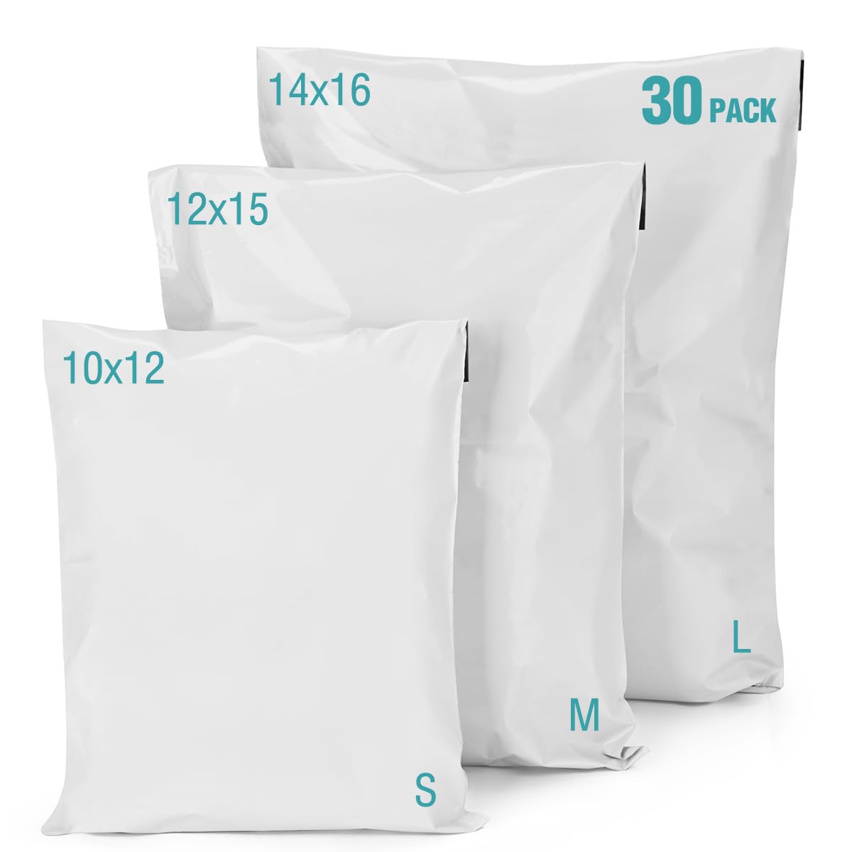 3 Size Poly Mailers 30 Pcs, Self-sealing Shipping Packaging Bags | Includes Size