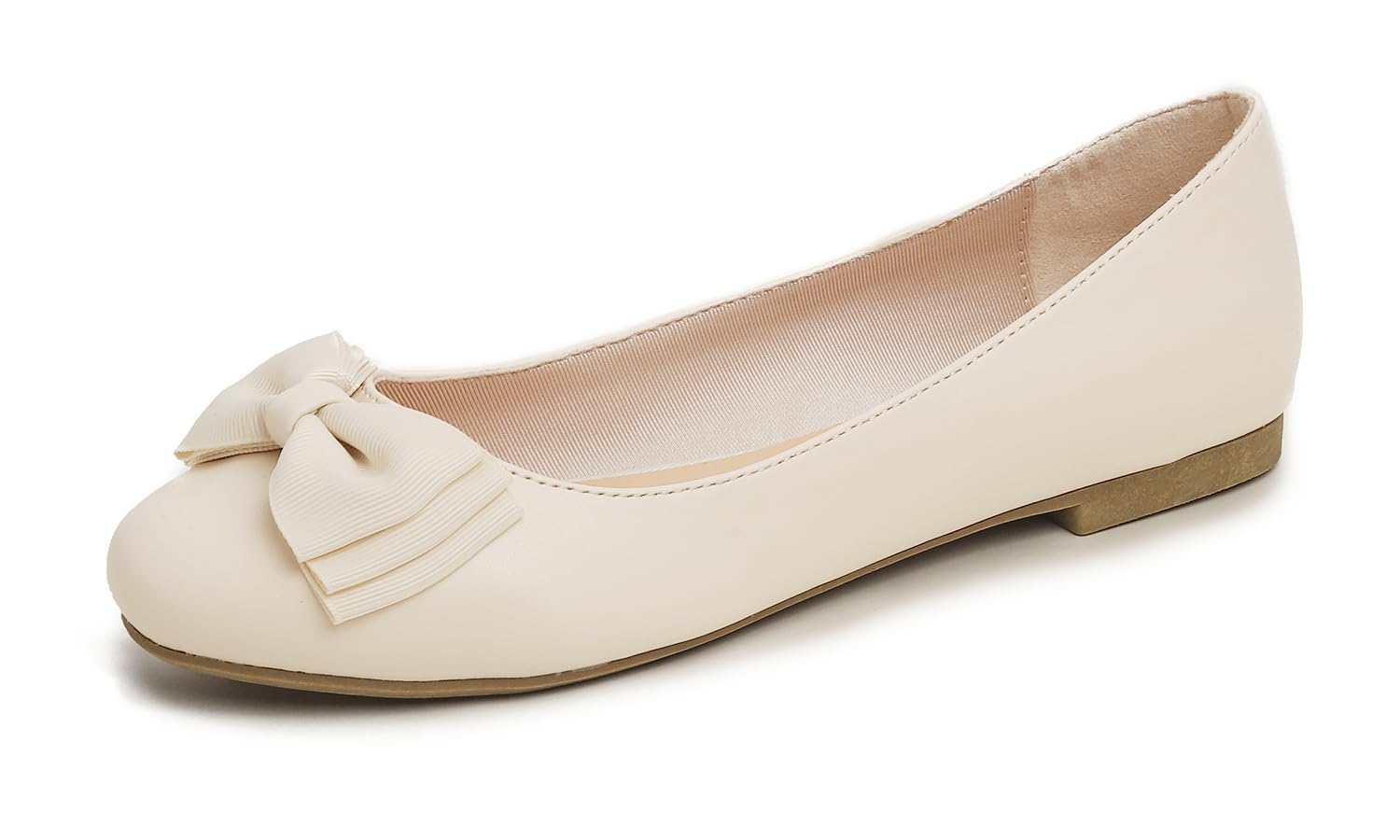 Feversole Women's Patent Round Toe Cute Bow Trim Ballet Flats, Ballerine Punta T
