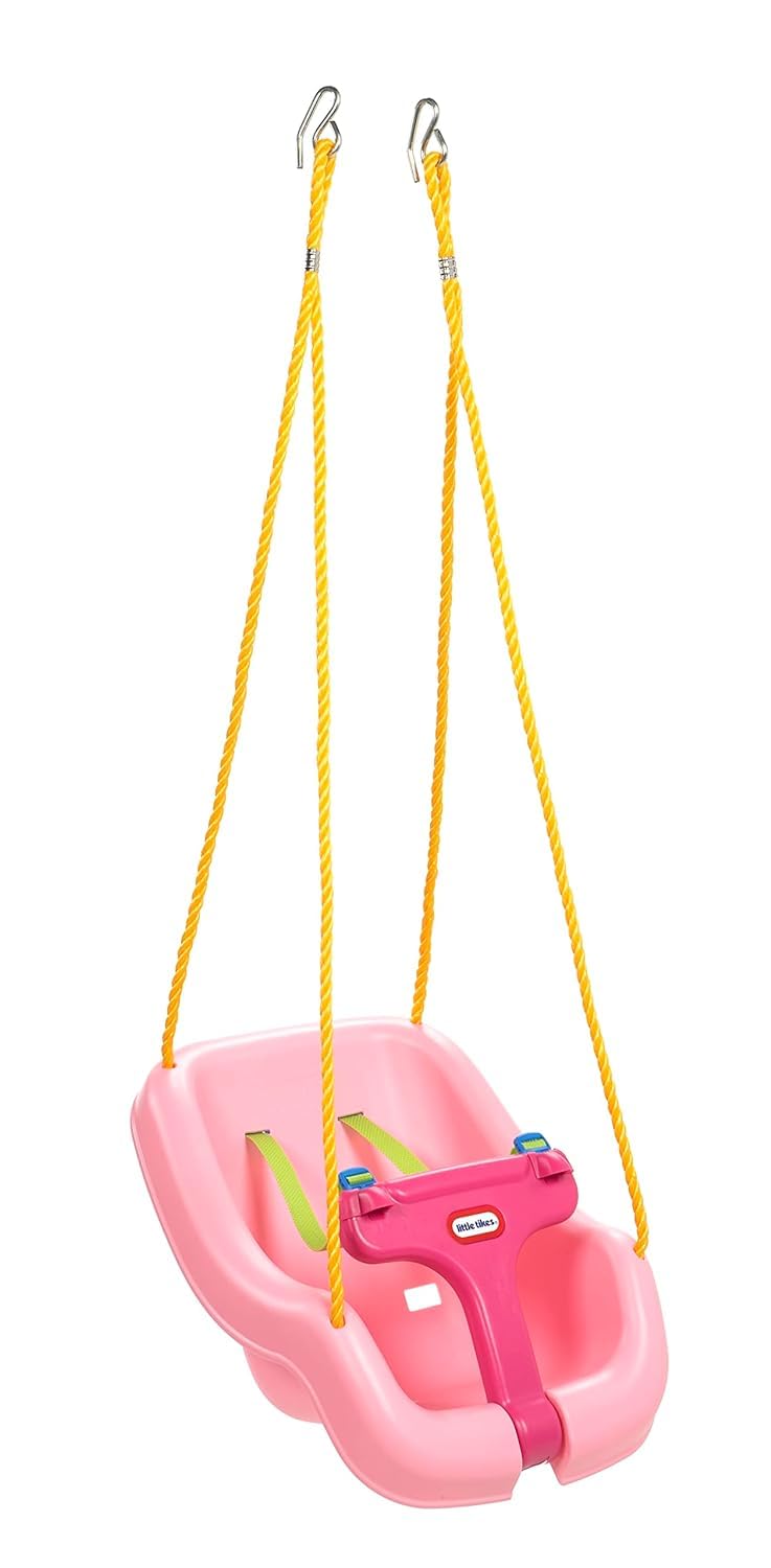 Little Tikes Snug 'n Secure Pink Swing with Adjustable Straps, 2-in-1 for B