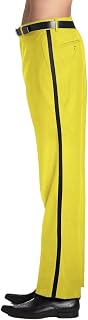 Men's Tuxedo Pants Tux Pant Flat Front Satin Band Stripe Solid Colors