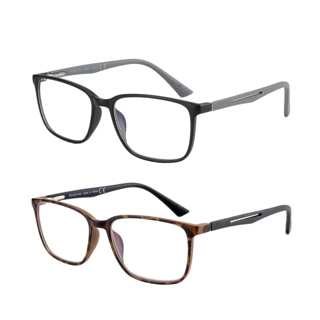 BLUEMOKY Blue Light Reading Glasses for Men，Sport Square Frame Readers, Anti Gla