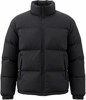 Men's Puffer Jacket Thickened Winter Coat Warm Stand Collar Color Block Zip Up Jacket Ski Bubble Coat