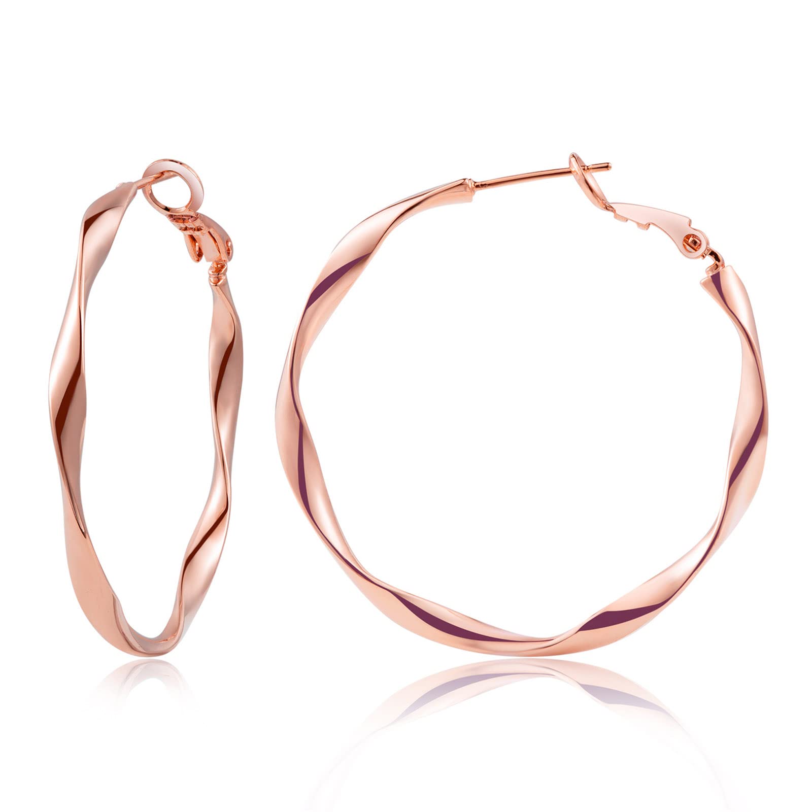 24K Gold Hoop Earrings for Women Trendy Real Gold Plated Twisted Thin Huggie Hoo