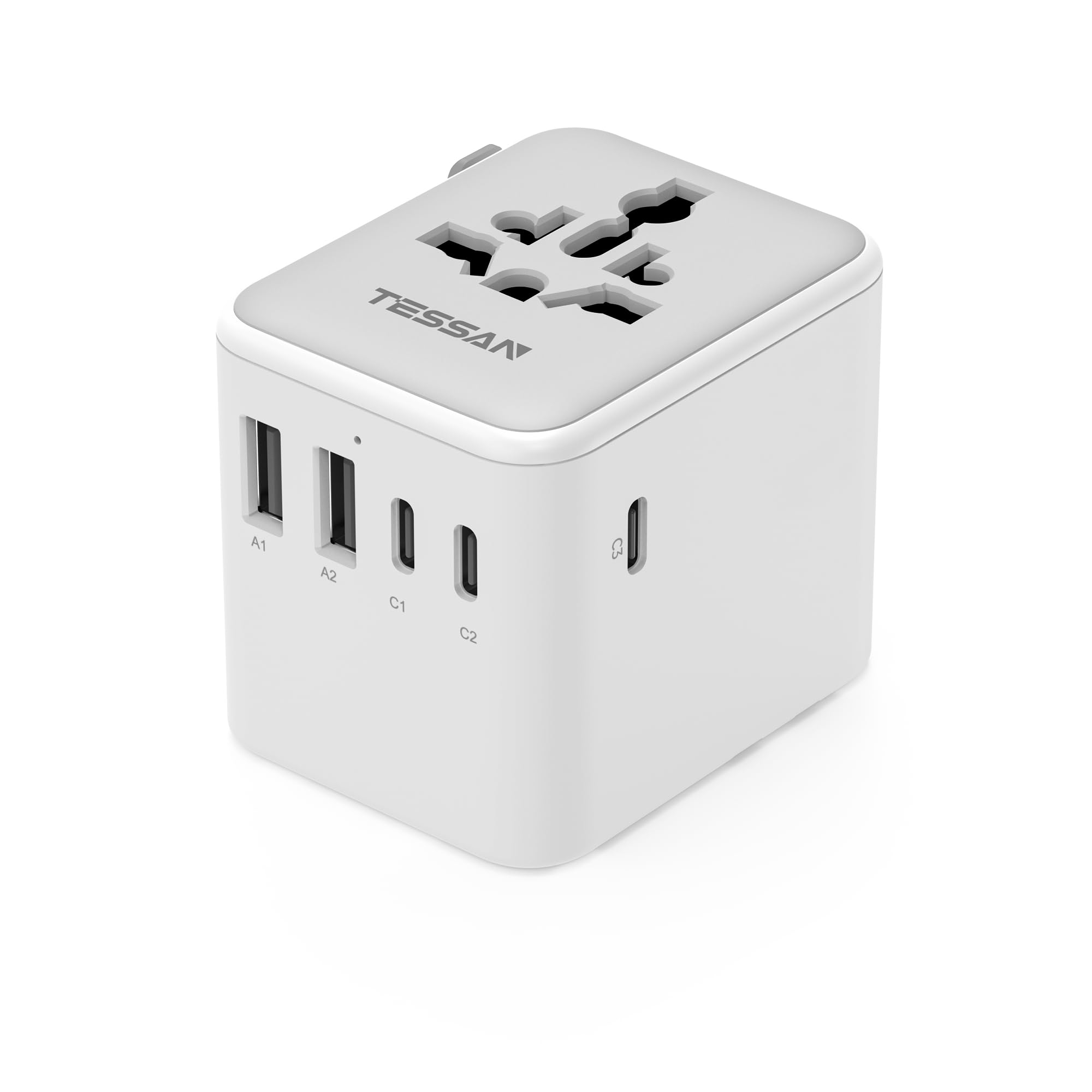 TESSAN Universal Travel Adapter, 28W Worldwide Plug with 2 USBA and 3 USBC | Int