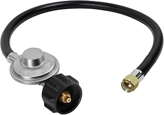 SHINESTAR 2 FT Propane Regulator with Hose, 3/8" Female Flare | Universal Gas Grill Regulator and Hose Replacement Part for Blackstone 28"/36" Griddle, Weber Grill, Patio Heater & Fire Pit