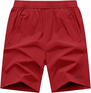 Rdruko メンズ クイックドライ ハイキングショーツ 軽量 ランニング ジム アウトドア アクティブ ショーツ ジッパーポケット付き