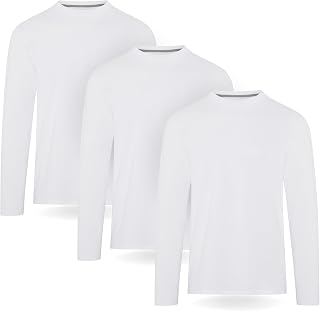 FM London Pack of 3 Men's Long-Sleeved T-Shirts, Comfortable Fit, High-Quality Fabric, Super Soft Cotton with Crew Neck