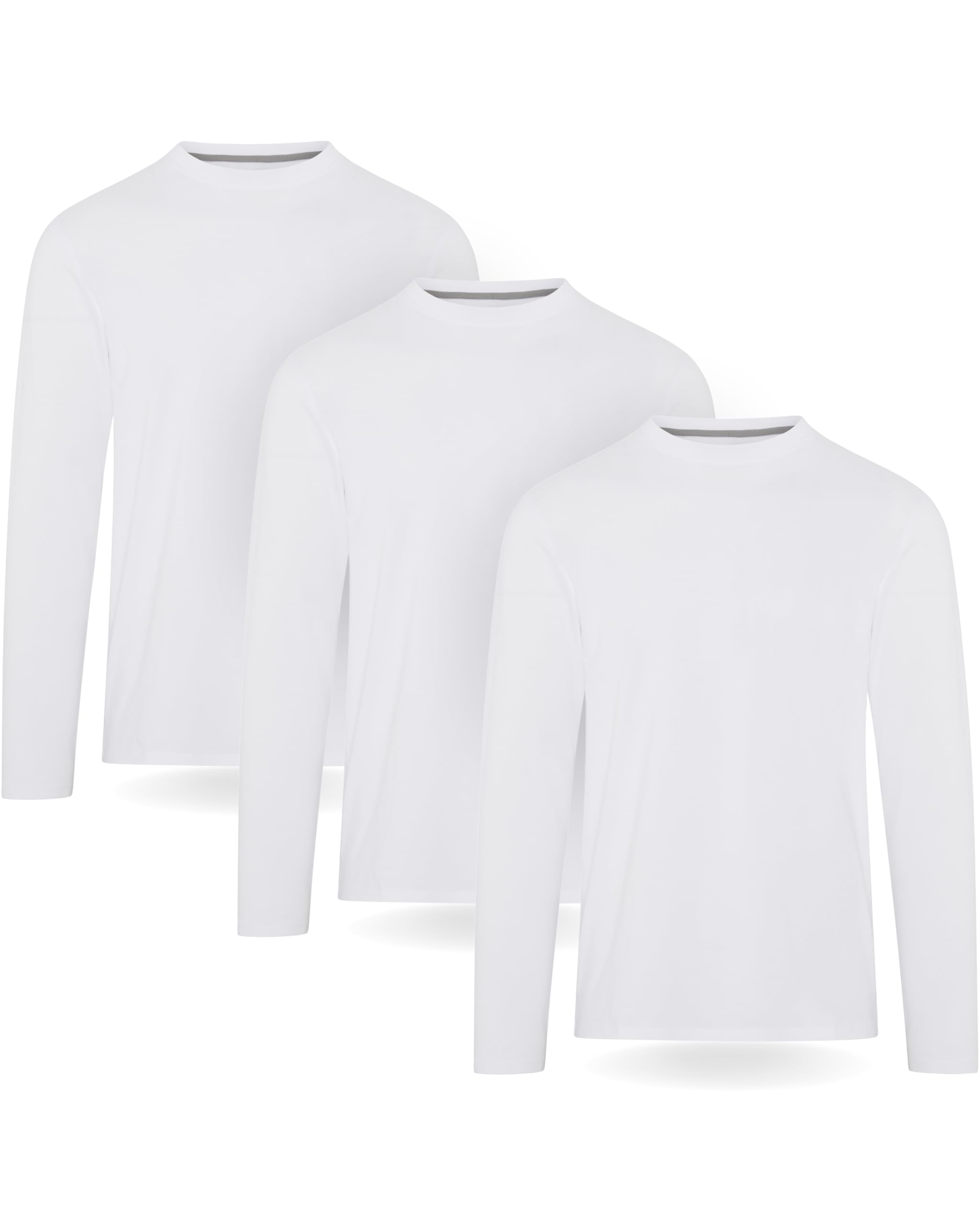 FM London Pack of 3 Men's Long-Sleeved T-Shirts, Comfortable Fit, High-Quality F