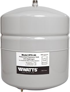 Watts ETX-30 4.5 Gal Carbon Steel Expansion Tank Hydronic Heating 75psi | Volume 4.7 Gallons 1/2" Mnpt Pre-Charged 12 Psi Maximum 60 Psi Epoxy Finish Closed Loop Hydronic Heating System Piping