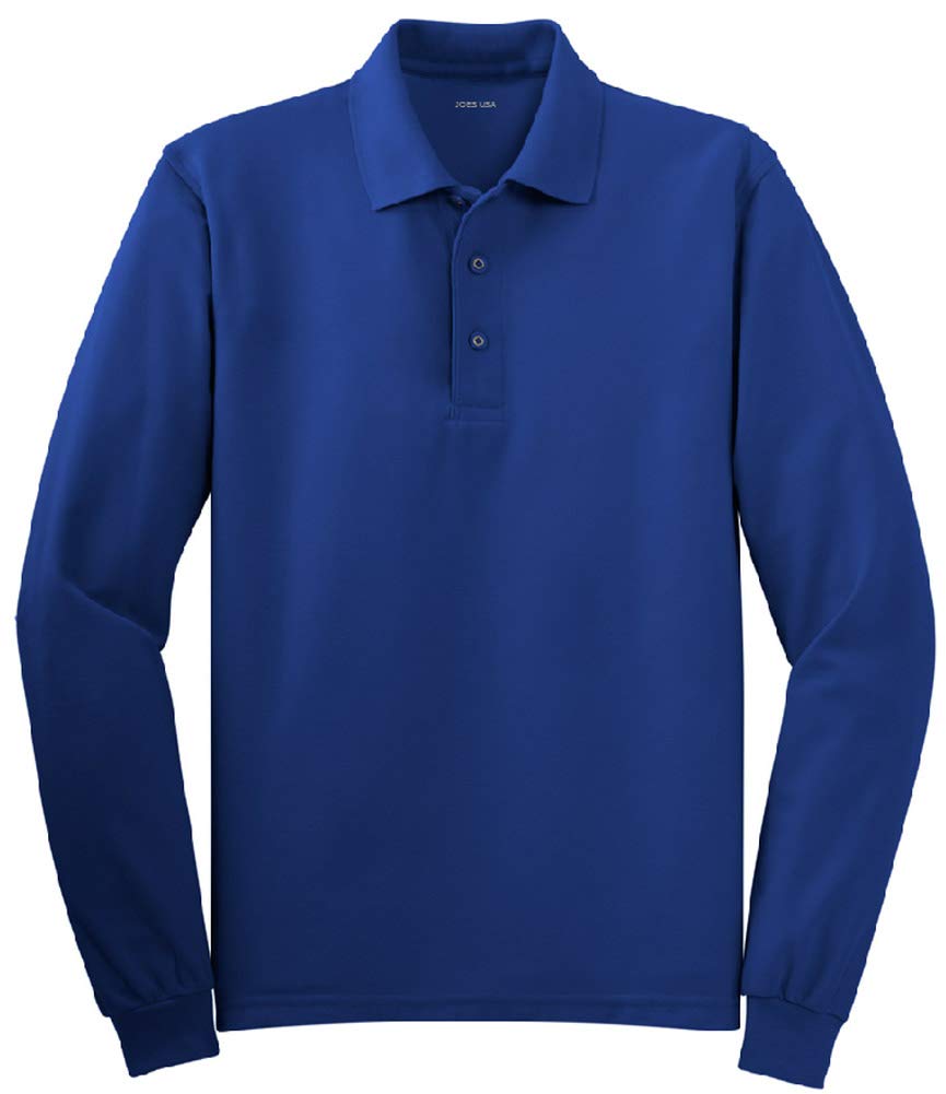 Joe's USA Mens Long Sleeve Polo Shirts in 9 Colors. Regular and Tall Sizes: XS-6