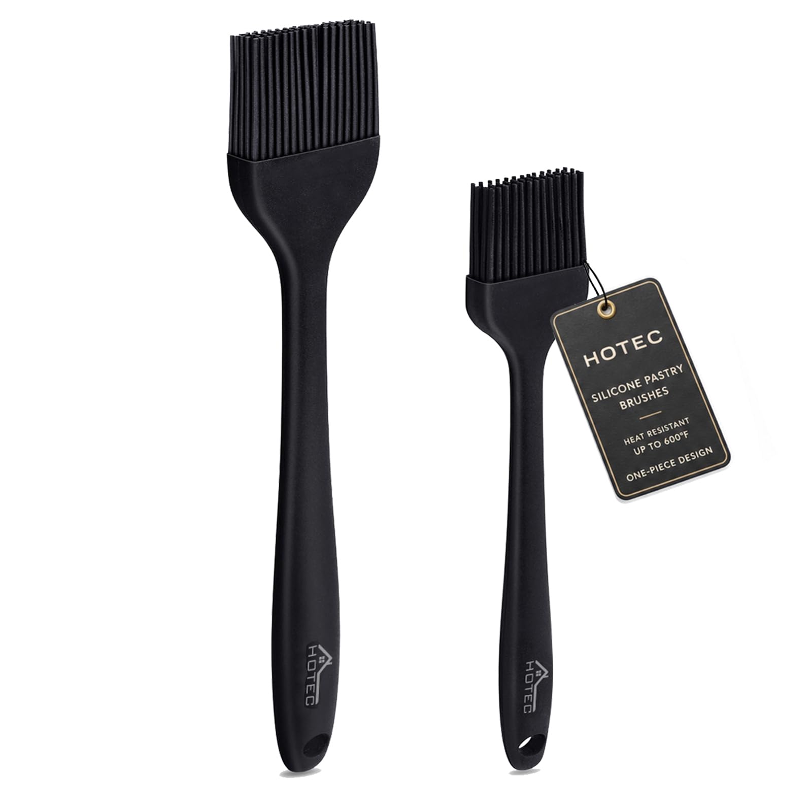 HOTEC 600℉ Heat Resistant Silicone Basting &Pastry Brushes, Black 2 | BPA Free, 