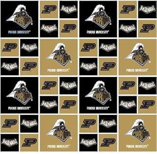 Cotton University of Purdue Boilermakers College Team Sports Cotton Fabric Print By the Yard