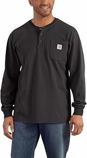 Carhartt Mens Henley Loose Fit Heavyweight Long Sleeve Pocket T-Shirt