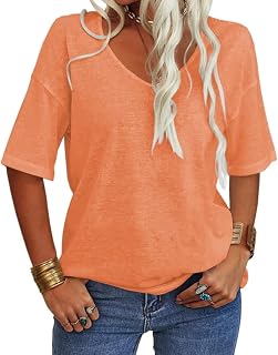 Tankaneo Maglietta da Donna con Scollo a V a Maniche Corte, Casual, Ampia, Estiva, Mezza Manica, Oversize, Maglietta a Tunica