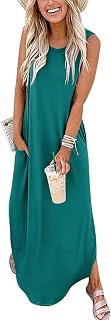 ANRABESS Womens Summer Maxi Dress Sleeveless Casual Sundress with Pockets