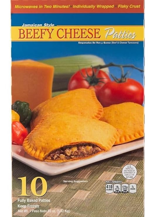 Jamaican Style Beefy Cheese Patties are made with ground beef and real cheddar c