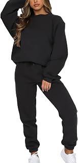 amropi Women's Fleece Lined Pullover Sweatshirt and Trousers Jogging Tracksuits
