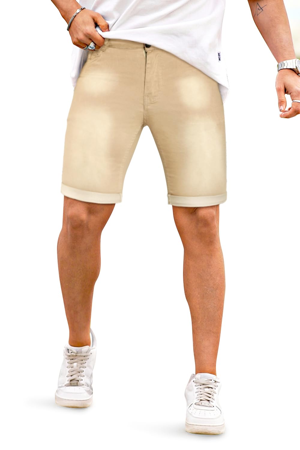 GINGTTO Mens Jean Shorts Denim Stretch Skinny Jorts