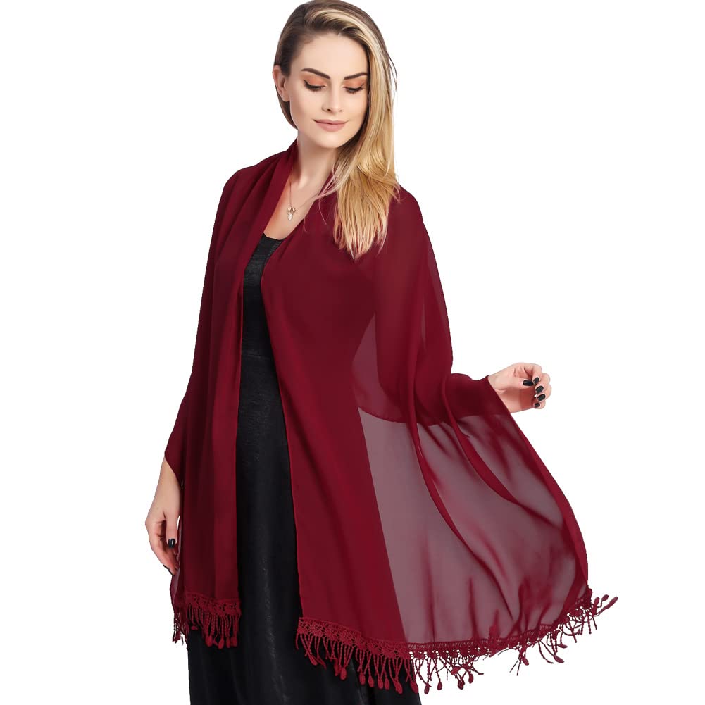 Ladiery Chiffon Shawls and Wraps for Women Evening Dress Lightweight Soft Scarf 