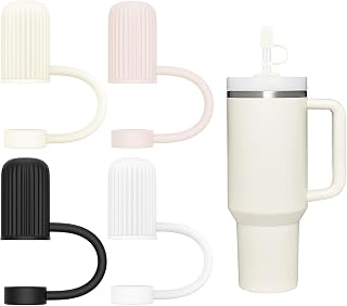 Zizga 4Pcs Silicone Straw Covers Compatible with Stanley Cups,10mm Dust-Proof Straw Caps for Stanley Quencher or other Straw Tumbler,BPA Free (Stripes)