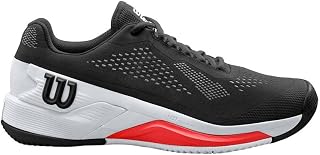 Wilson Men's Rush Pro 4.0 Tennis Shoes, Black White Poppy Red, 9 UK