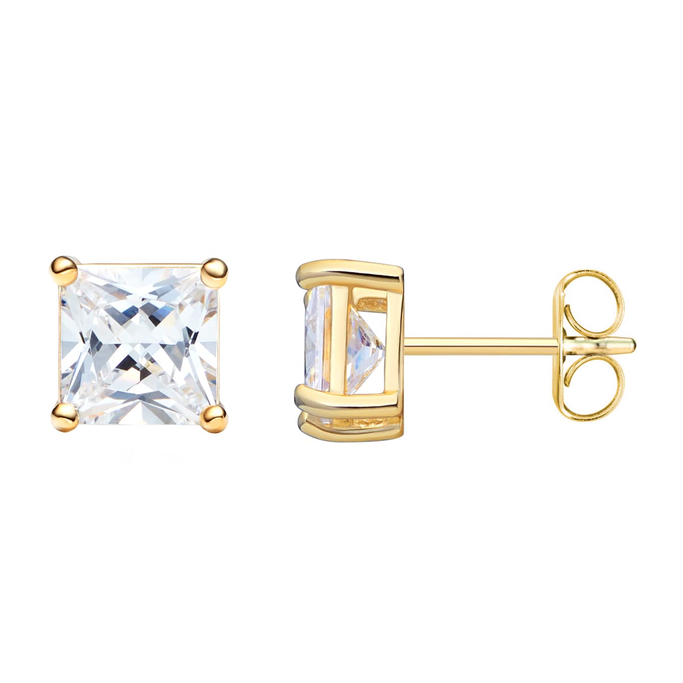 Amazon Essentials Plated Sterling Silver Cubic Zirconia Stud Earrings (Round & P