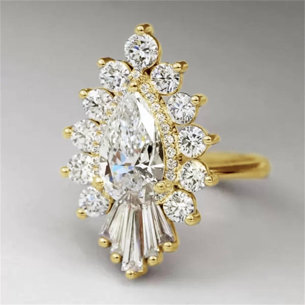 Luxury Trendy Bright Cubic Zirconia Proposal Ring for Women Fashion Jewelry