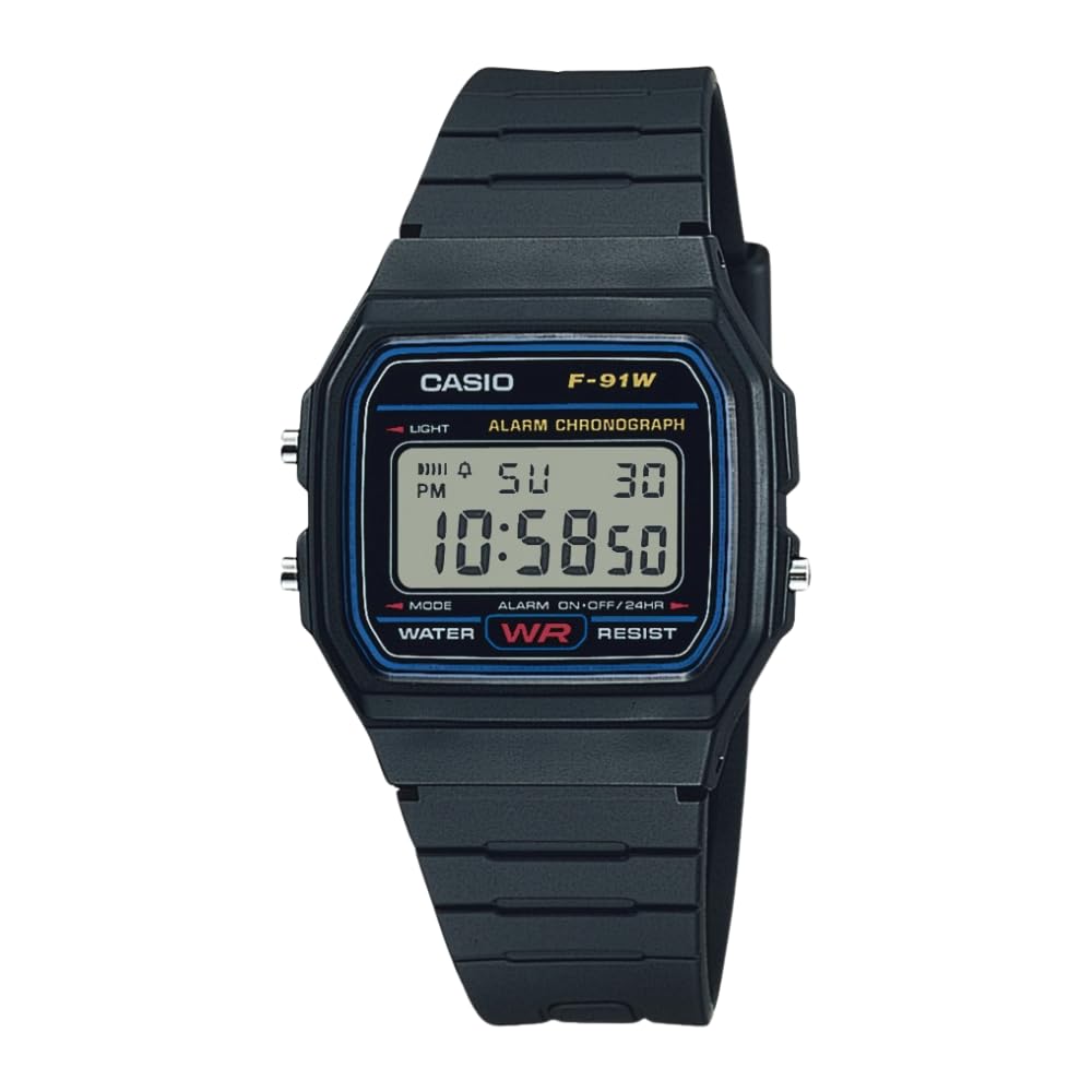 Casio F91W Series | Digital Watch | Water Resistant | LED Light | 1/100 SEC Stop