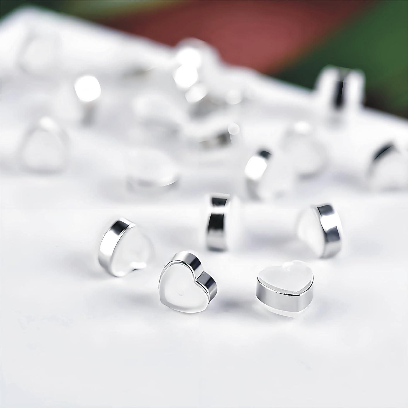 Silicone Earring Backs, Hypoallergenic Heart Shape Earring Backings, Soft Clear 