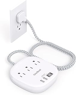 6 Ft Extension Cord, 22.5W/4.5A USB C Power Bar, Cruise Travel Essentials | Flat Plug Power Bar with 3 Outlet 4 USB Ports (2 USB C) Power Strip No Surge Protection Charging Station for Travel Dorm Room