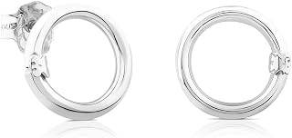 Sterling Silver Ring Earrings for Women with Snap Closure and 1.5 cm, Fine and Elegant, Hold Collection