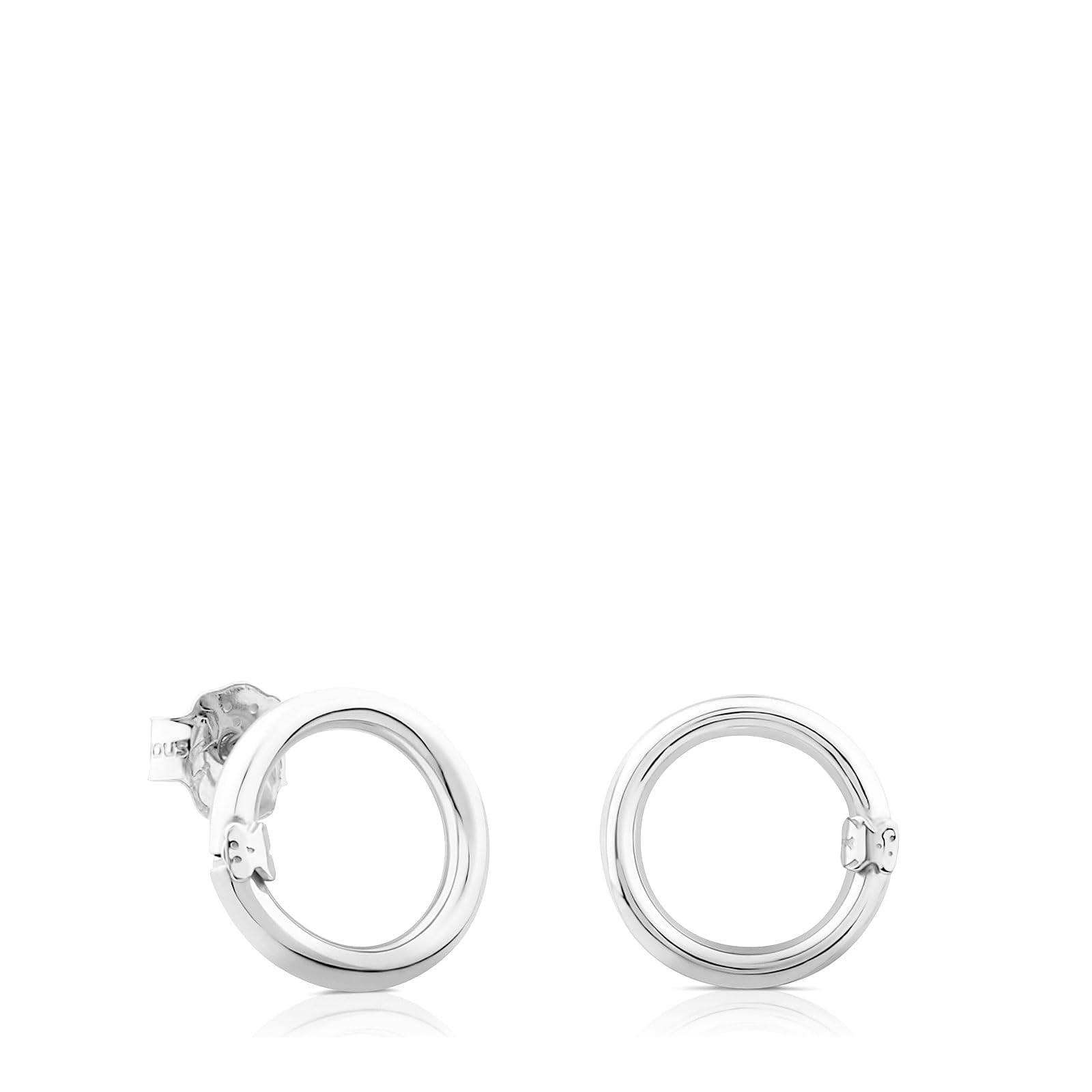 Sterling Silver Ring Earrings for Women with Snap Closure and 1.5 cm, Fine and E