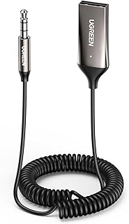 UGREEN Aux to Bluetooth 6.0 Adapter 3.5mm Bluetooth Receiver for Car Auto | USB 2.0 to 3.5mm Jack Kit with Built in Microphone Aux Input for Hands Free Calls Compatible with Car Speaker and Home Audio