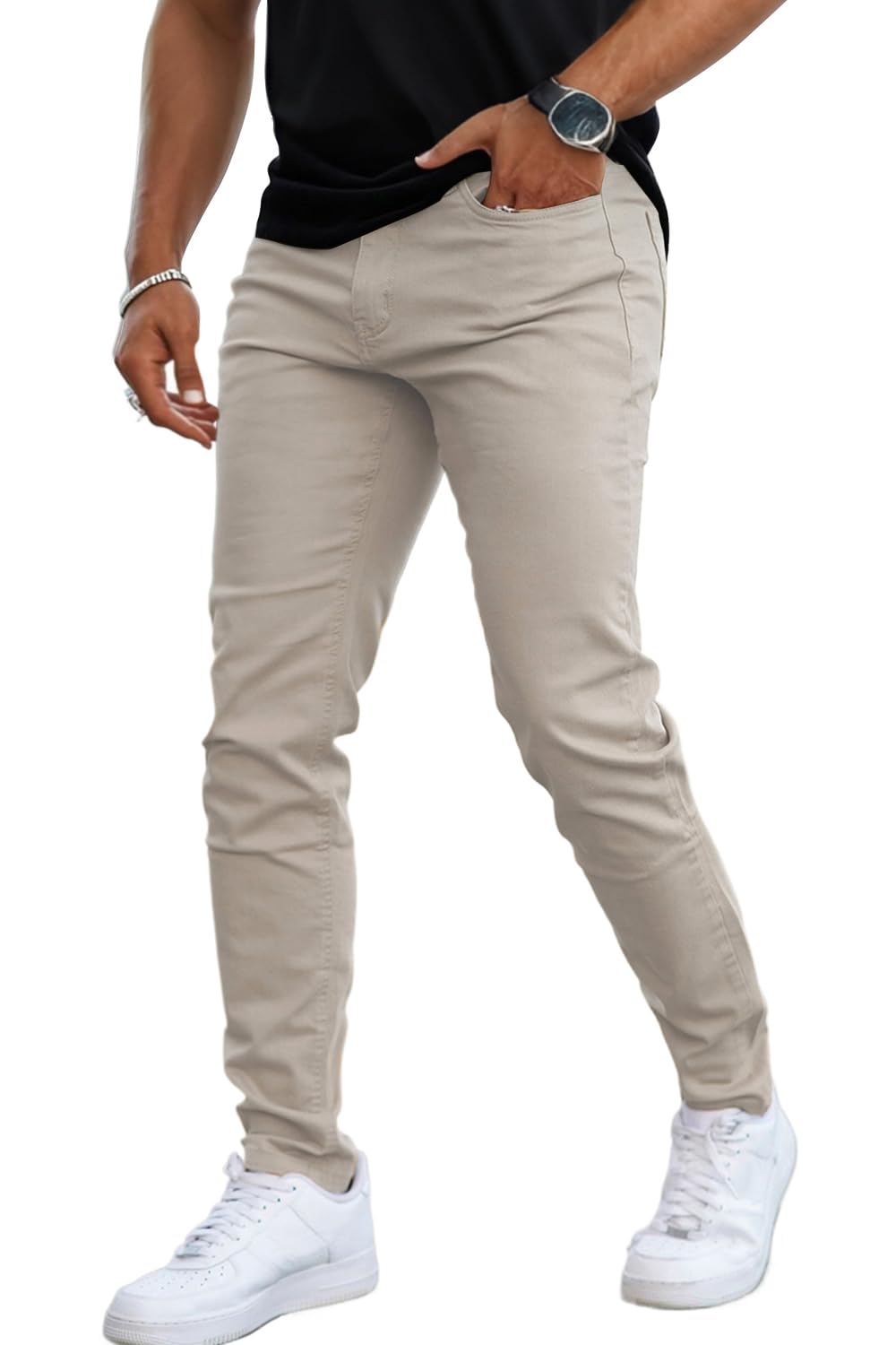 GINGTTO Skinny Jeans Men Slim Fit Stretch Tapered Leg 28/30//32 in