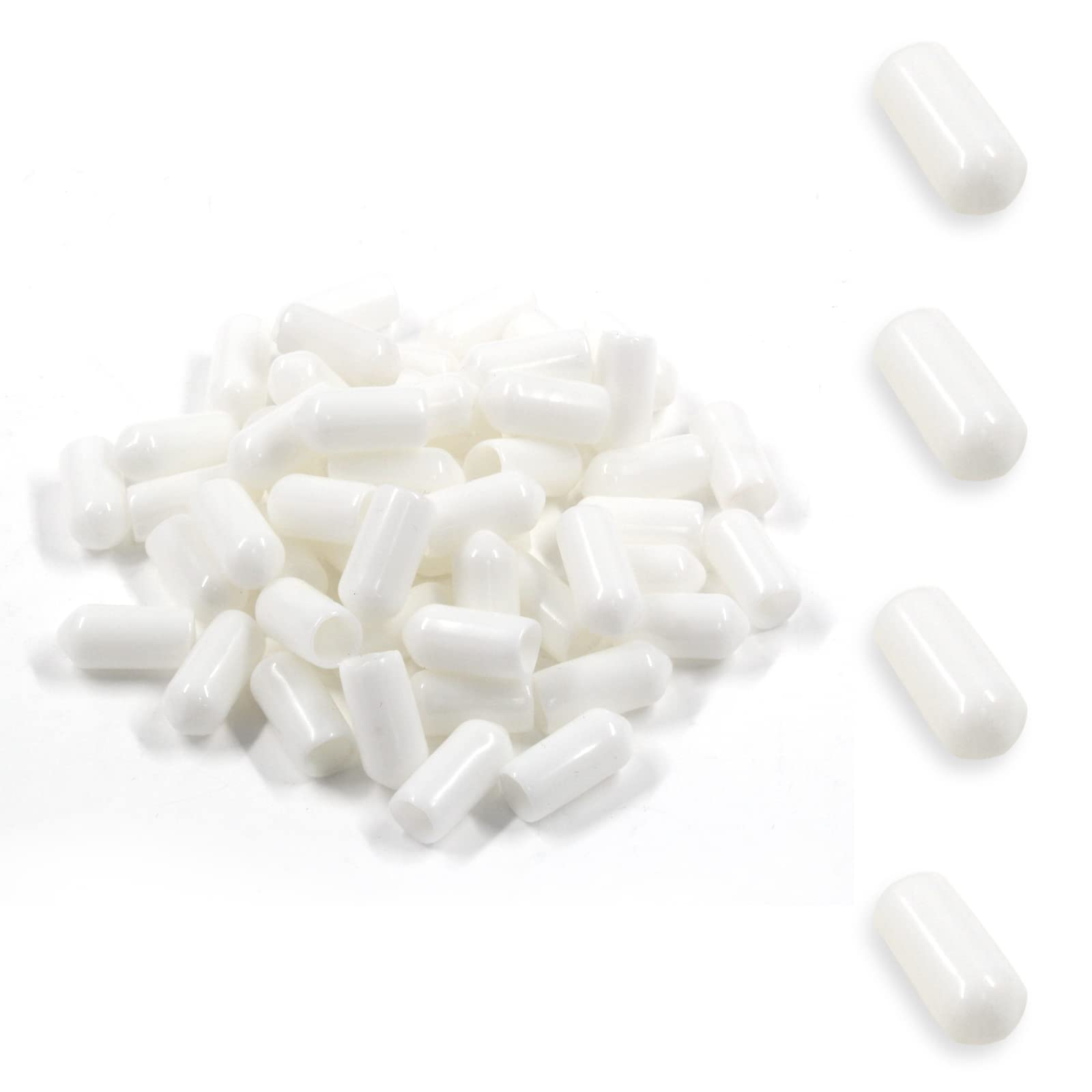 Round Rubber End Caps, White, 6.5mm/1/4 inch, 60PCS