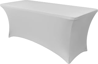 Obstal 8FT Universal Stretch Spandex Rectangle Tablecloth for Standard Folding Tables for Party