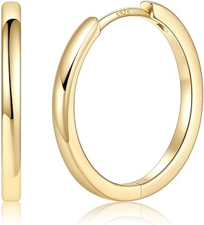 Silvora 14K Gold Plated Huggie Hoop Earrings for Women, Small Hoop Earrings