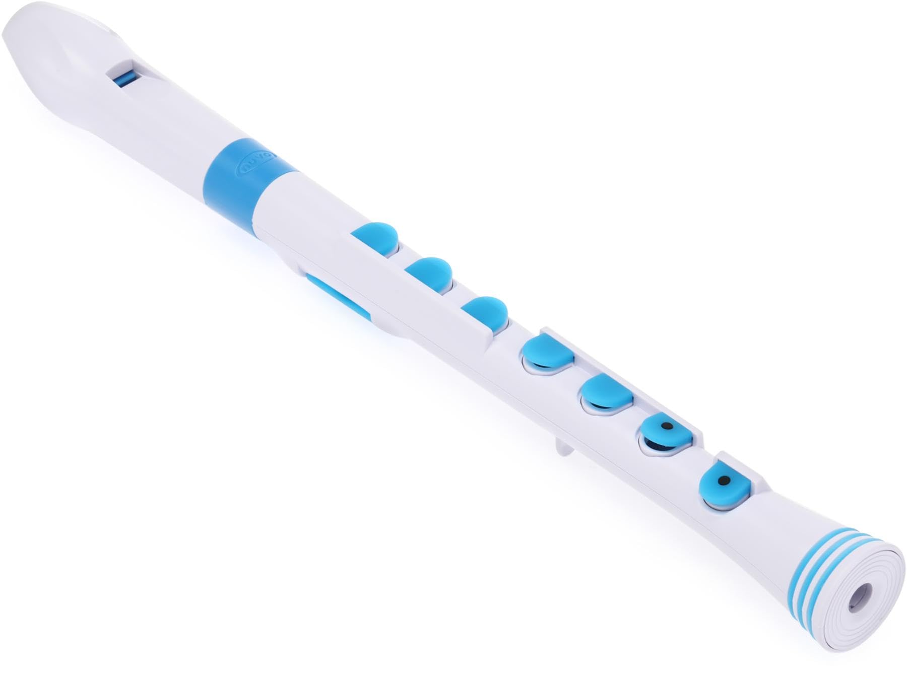 Nuvo Recorder+ Soprano Recorder Instrument, White/Blue | Patented silicone key s